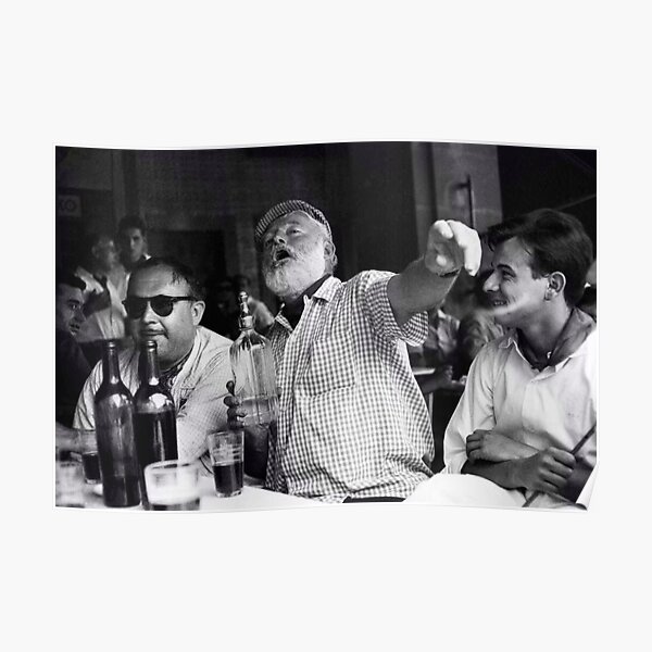 Ernest Hemingway Drinking with Friends at a Bar in Havana Cuba 1959 Poster