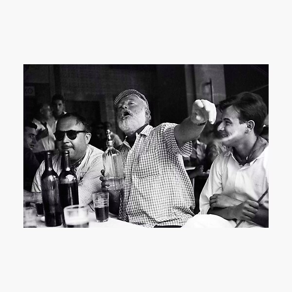 Ernest Hemingway Drinking with Friends at a Bar in Havana Cuba 1959 Photographic Print