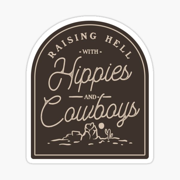 Vista previa del artículo con la obra «Hippies y vaqueros - Provocando un infierno con los hippies y los vaqueros | Marron oscuro», diseñado y vendido por Any Color Designs.