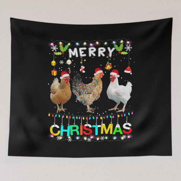 Item preview, Merry Christmas Chicken Santa Hat Lights Xmas designed and sold by davetmccall.