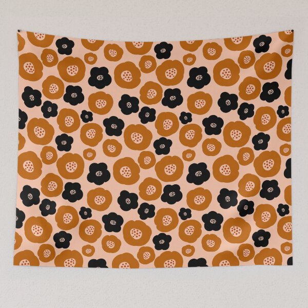 Item preview, Retro Flowers - Black & Neutral designed and sold by SilverPegasus.