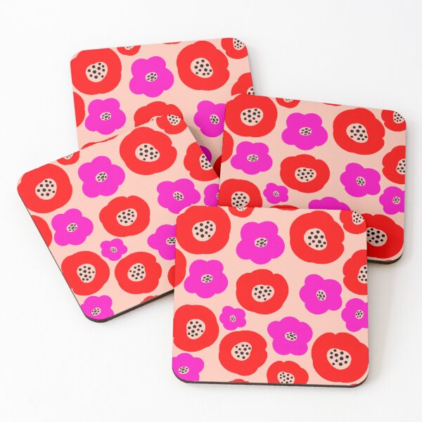 Item preview, Flores retro - rojo y rosa designed and sold by SilverPegasus.