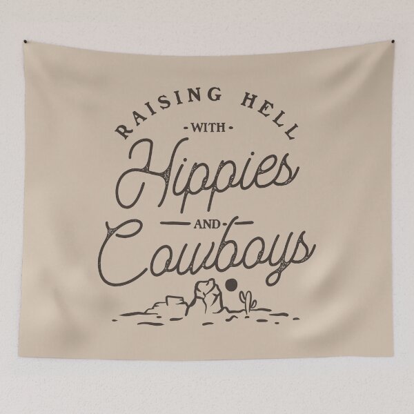 Item preview, Hippies and Cowboys - Raising Hell with the Hippies and the Cowboys | Beige Tan designed and sold by Any Color Designs.