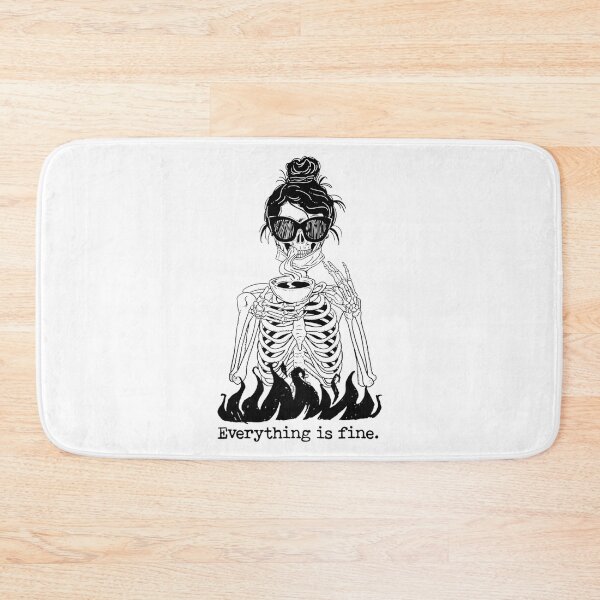 Item preview, Everything Is Fine Coffee Drinking Skeleton Skull Girl Women designed and sold by zacben.