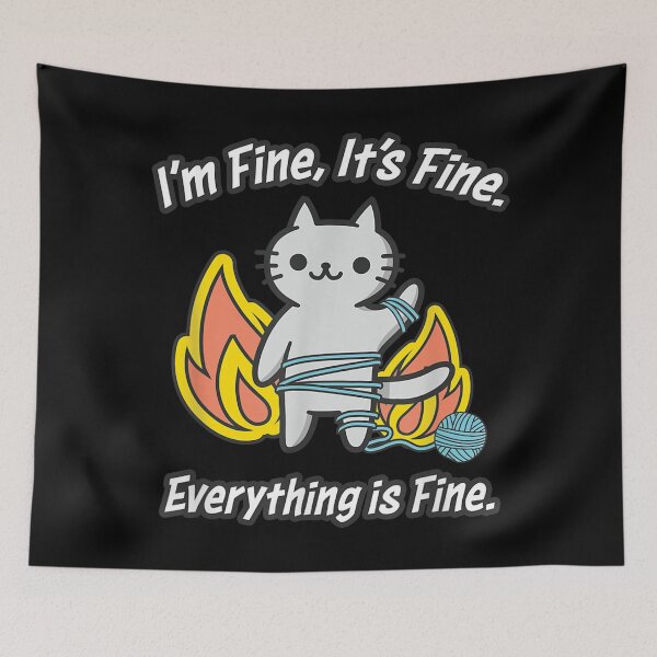 Item preview, Cat Meme It's Fine I'm Fine Everything Is Fine Funny Gift T-Shirt designed and sold by zacben.