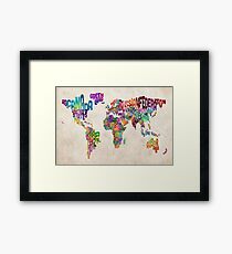Typography Text Map of the World Map Framed Print