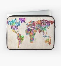 Typography Text Map of the World Map Laptop Sleeve