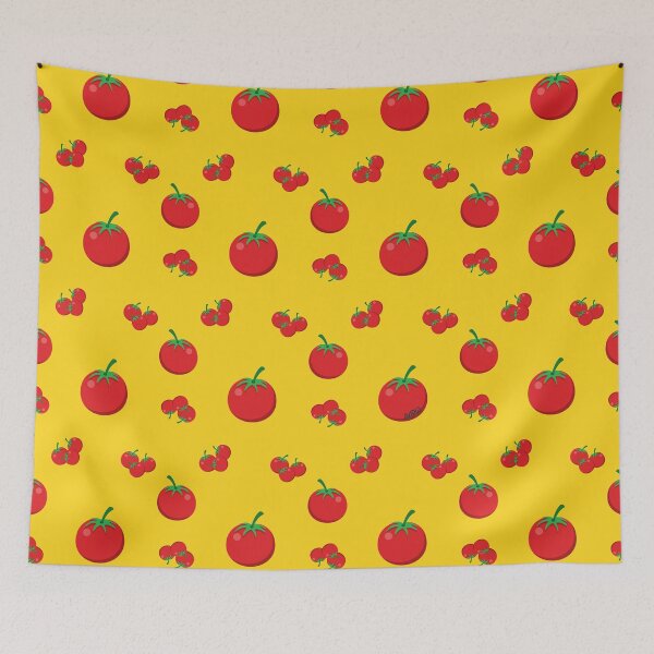 Item preview, Red Tomatoes Pattern On Yellow designed and sold by BirdAtWork.