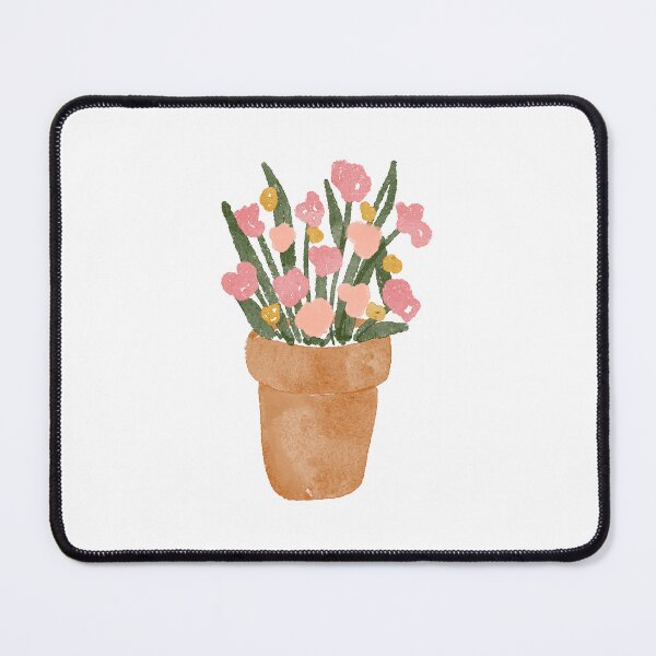Item preview, Cute terracotta plant pot with pretty pink flowers designed and sold by Ashleigh Fish.