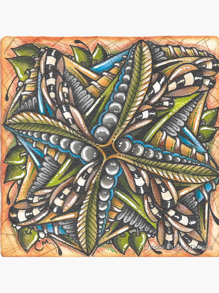 Thumbnail 3 of 3, Sticker, Abstract Tangled Botanical Art designed and sold by Chrissie Murphy Designs.