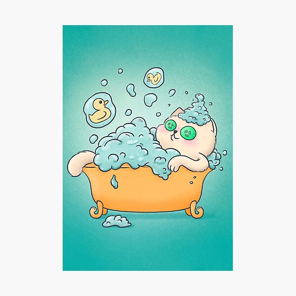 Item preview, Bubble Bath SPA Cat designed and sold by LenasScribbles.