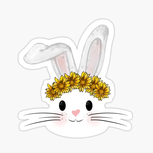 Bunny with Sunflower Sticker