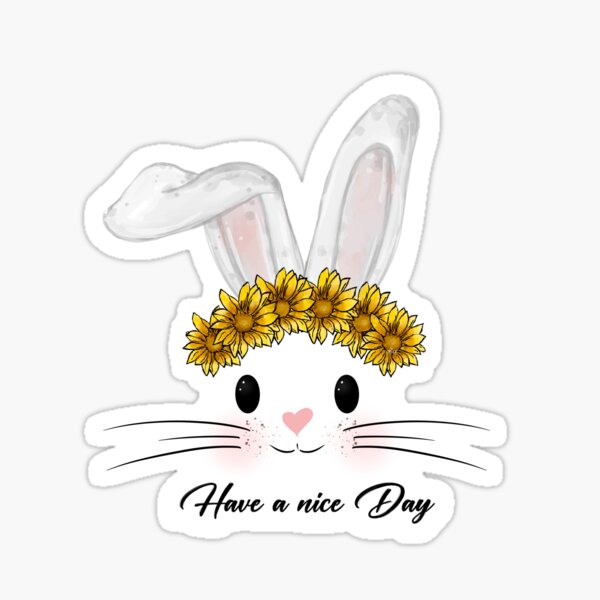 Have a nice Day Bunny with Sunflower Sticker