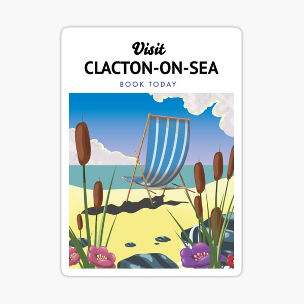 Clacton-on-Sea Seaside travel poster. Sticker