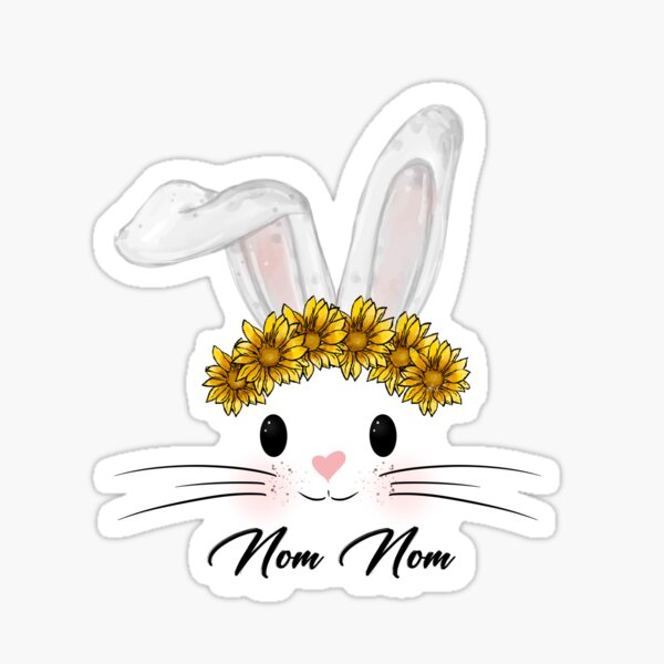 Nom Nom Bunny with Sunflower Sticker
