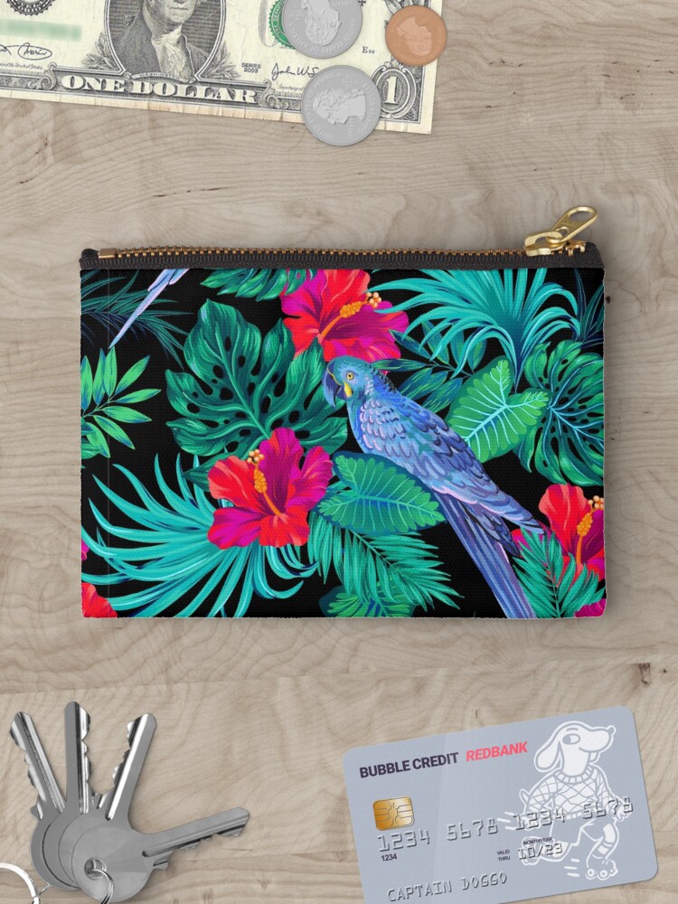 Thumbnail 3 of 4, Zipper Pouch, blue macaw parrots. designed and sold by belokrinitski.
