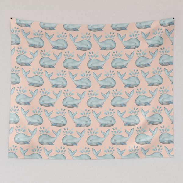 Item preview, Watercolor Whales - Under the Sea - pink designed and sold by Ashleigh Fish.