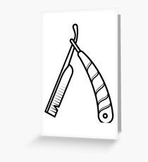 Black Straight Razor Blade Design Greeting Card
