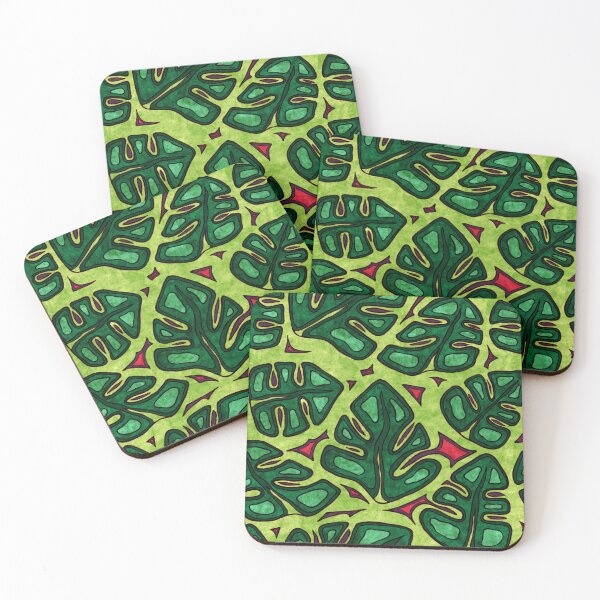 Item preview, Jungle leaves foliage, bright green monstera leaves pattern designed and sold by NadiaChevrel.