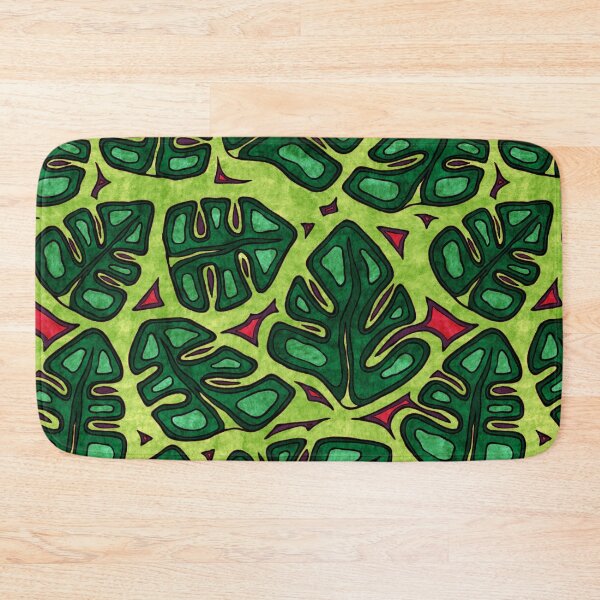 Item preview, Jungle leaves foliage, bright green monstera leaves pattern designed and sold by NadiaChevrel.
