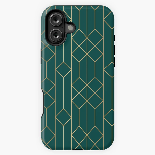 Emerald Green Gold Modern Geometric Pattern