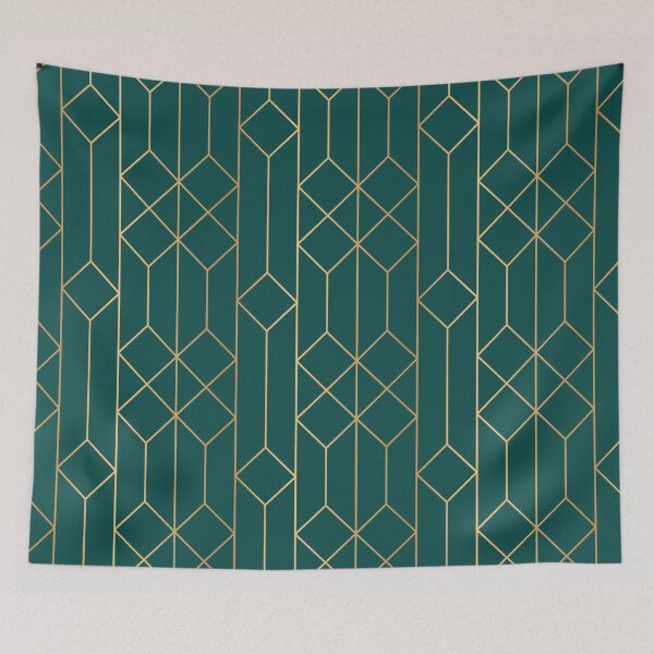Item preview, Emerald Green Gold Modern Geometric Pattern designed and sold by Vic Torys ☆.