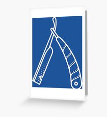 White Straight Razor Blade Greeting Card