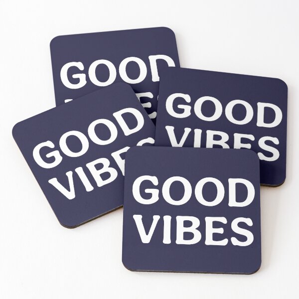 Item preview, Good Vibes (White Dark Blue) Optimistic Statement Print designed and sold by ToluaPrints.