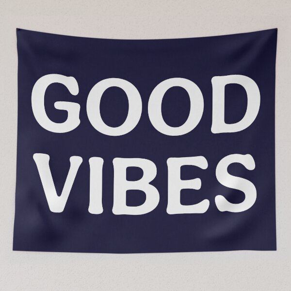 Item preview, Good Vibes (White Dark Blue) Optimistic Statement Print designed and sold by ToluaPrints.