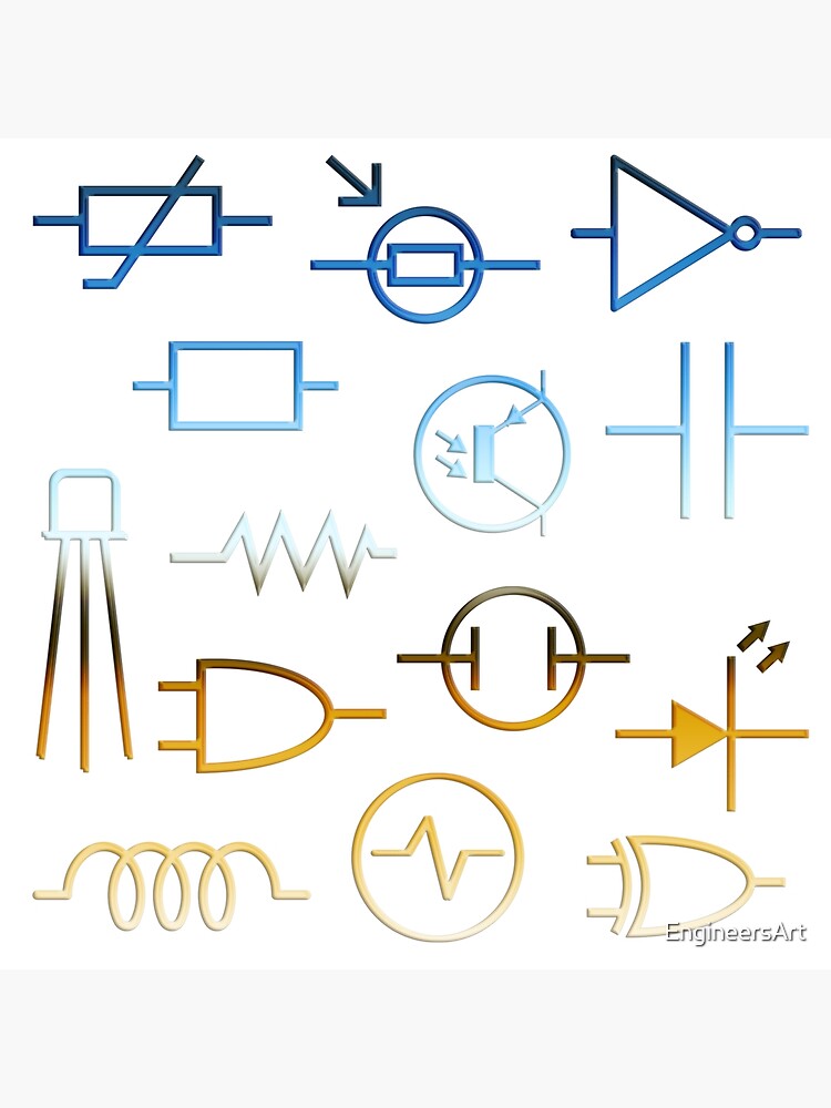 "Electronic Components Symbols" Poster for Sale by EngineersArt Redbubble
