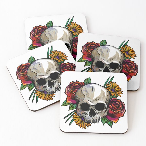 Item preview, Skull and flowers designed and sold by Quotes-and-plus.