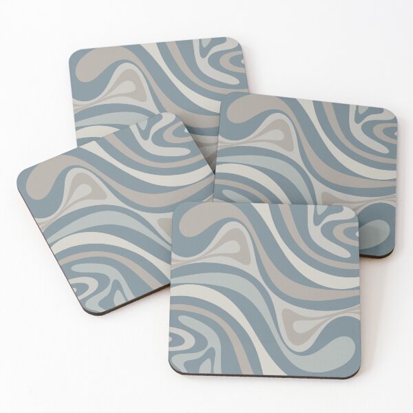 Item preview, New Groove Retro Swirl Abstract Pattern in Medium Neutral Blue Grey Tones designed and sold by kierkegaard.