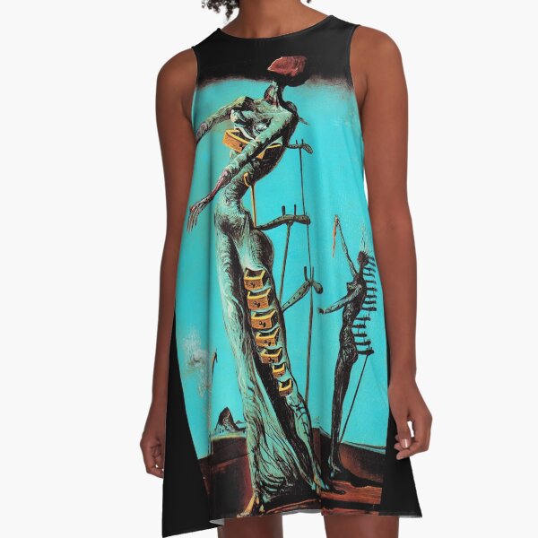 Salvador Dali Burning Giraffe Surreal Famous Painters A-Line Dress