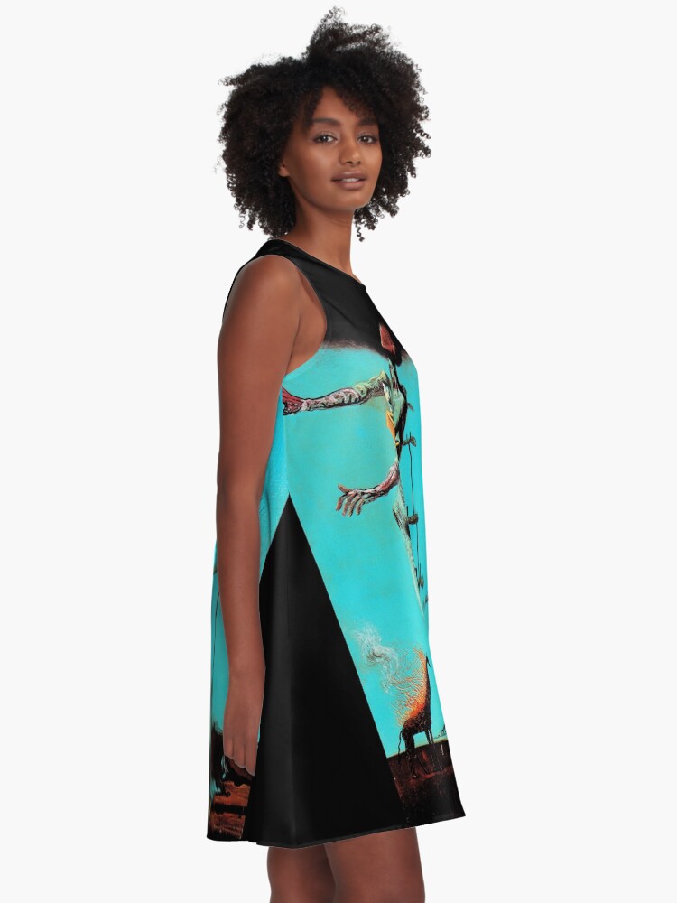 Alternate view of Salvador Dali Burning Giraffe Surreal Famous Painters A-Line Dress