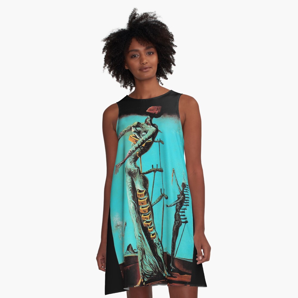 Salvador Dali Burning Giraffe Surreal Famous Painters A-Line Dress