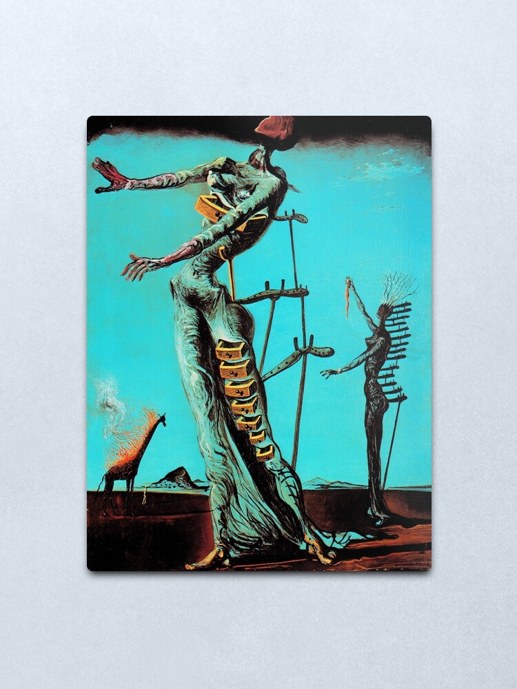 Alternate view of Salvador Dali Burning Giraffe Surreal Famous Painters Metal Print