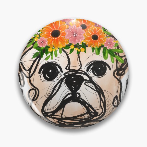 Item preview, Cute bulldog portrait with floral crown designed and sold by InetaTaluma.
