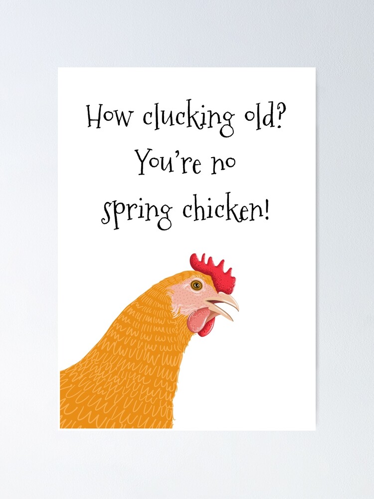 Funny No Spring Chicken Birthday Greeting Poster For Sale By Adamregester Redbubble 4336