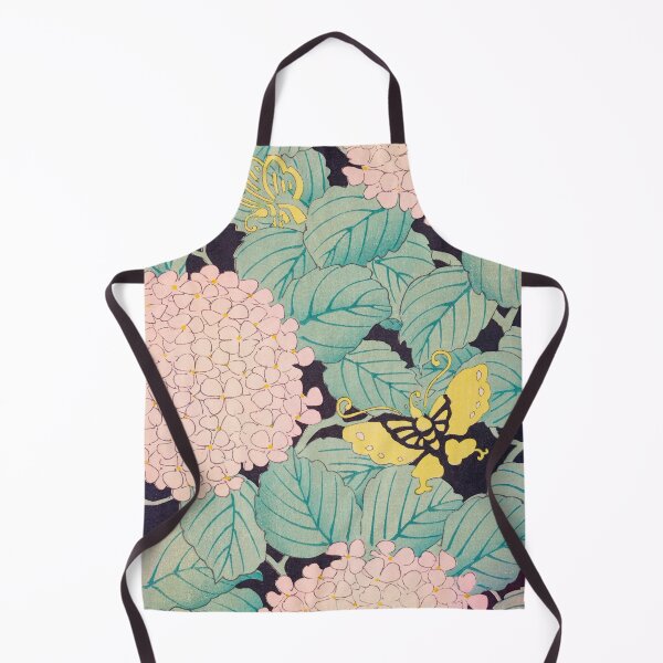 Item preview, Butterflies on Pink Hydrangea Vintage Japanese Print designed and sold by VintageArchive.
