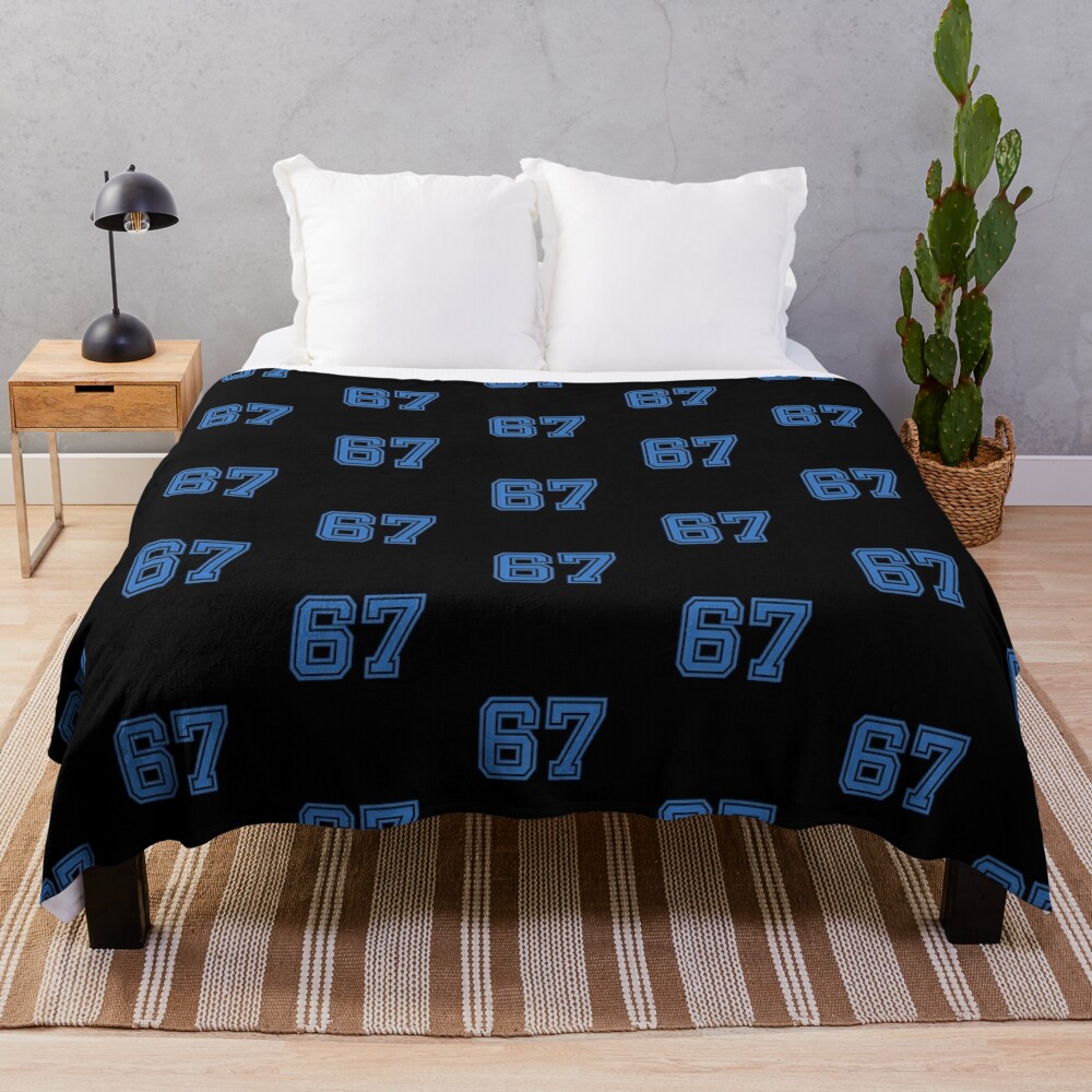 Wholesale Sports Jersey Blue Retro Lucky Number #67 Throw Blanket Bl-ZQXF4XCP