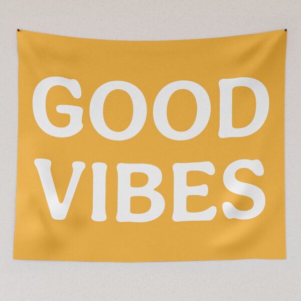 Item preview, Good Vibes (White Orange) Positive Slogan Print designed and sold by ToluaPrints.