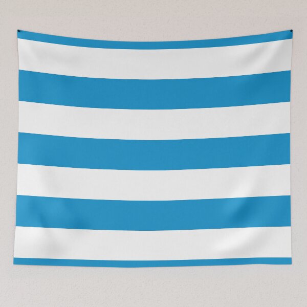 Item preview, Cerulean Blue White Horizontal Stripes designed and sold by BirdAtWork.