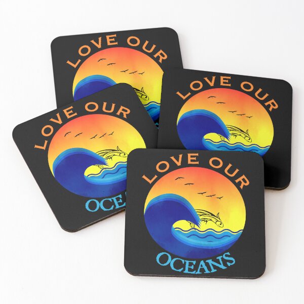 Item preview, Love Our Oceans, Sunset Wave and Flying Fish, World Oceans Day  designed and sold by ACC .