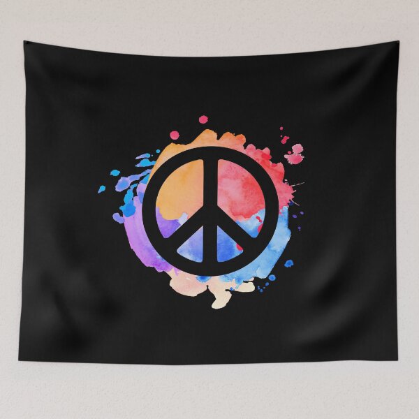 Item preview, Symbol of Peace with colorful paint splatter in the background designed and sold by Rhu Creations.