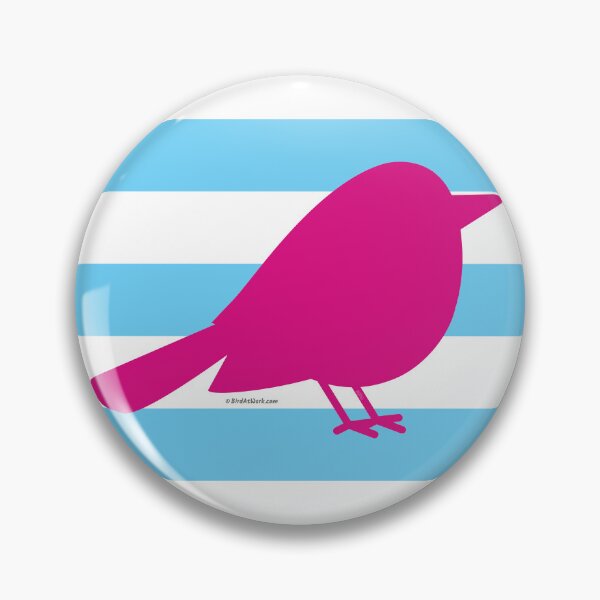 Item preview, Magenta Bird Silhouette On Light Blue White Horizontal Stripes designed and sold by BirdAtWork.