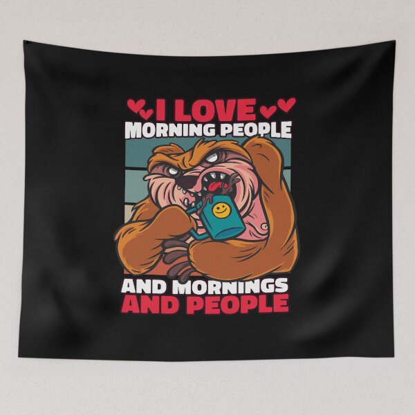 Item preview, cartoon sloth drinking coffee designed and sold by LEVEL UP.