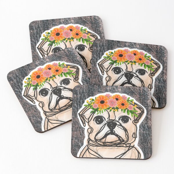 Item preview, Cute bulldog portrait with floral crown designed and sold by InetaTaluma.