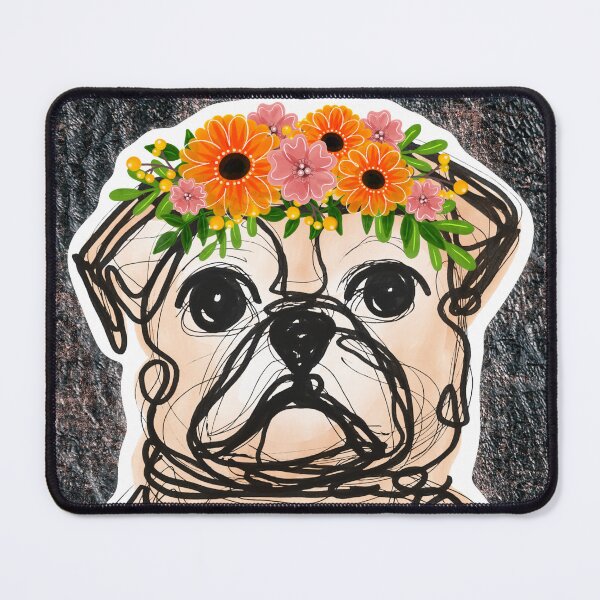 Item preview, Cute bulldog portrait with floral crown designed and sold by InetaTaluma.