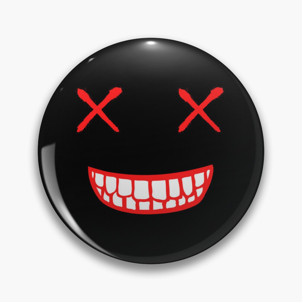 XX Smiley Embroidered Happy Face Emoji Red Gothic Smile | Pin