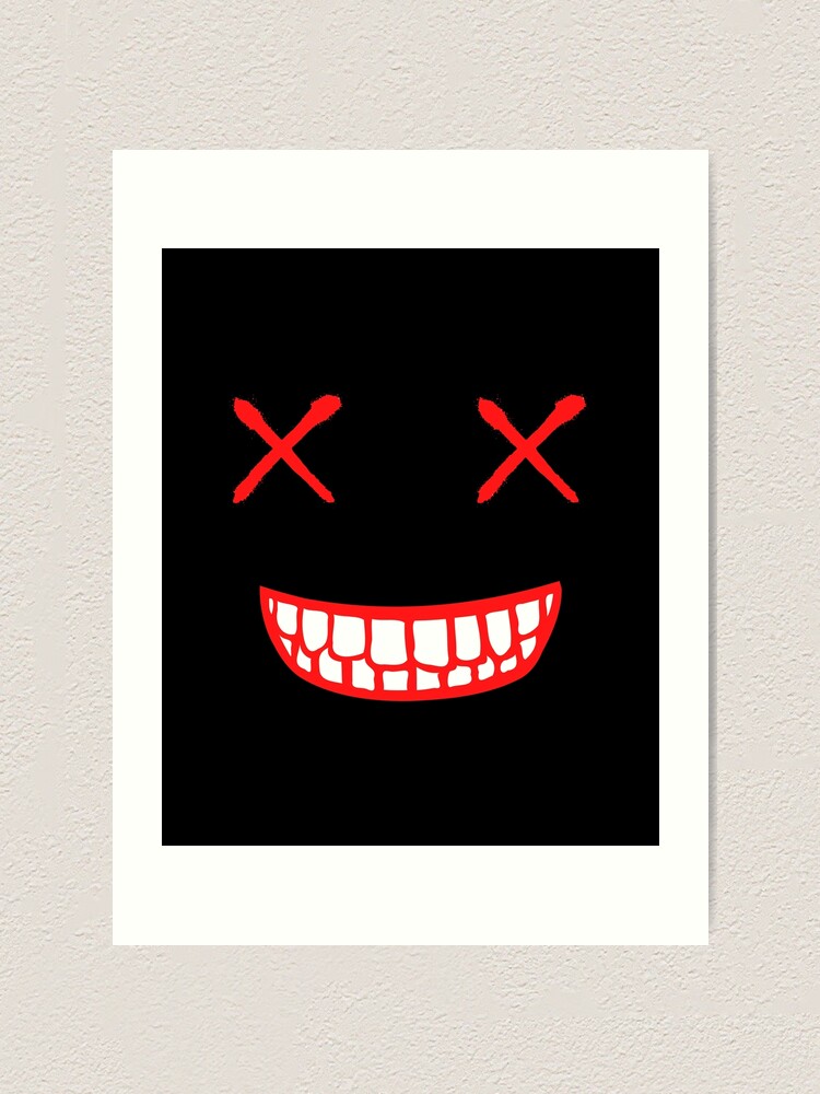 XX Smiley Embroidered Happy Face Emoji Red Gothic Smile